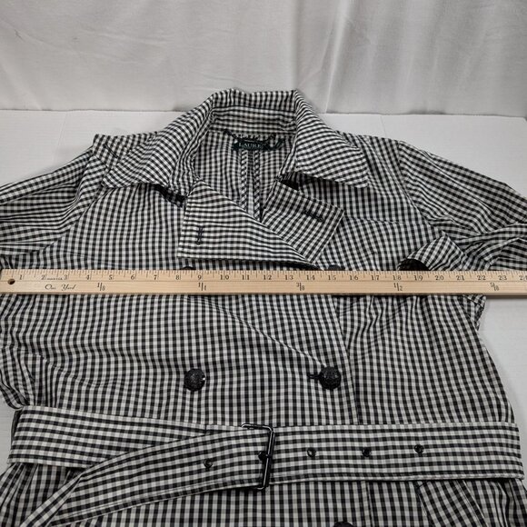 EUC! Lauren Ralph Lauren Gingham Twill Trench Coat SZ 14 - Picture 4 of 10